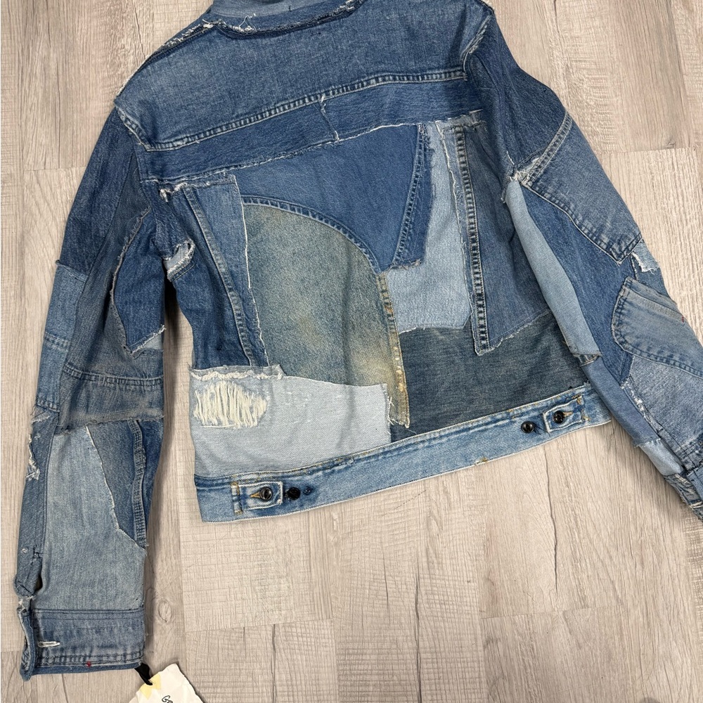 Patchwork Denim Bomber Jacket - Picture 4 of 4